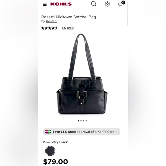 Rossetti Midtown Black Satchel - Picture 1 of 6